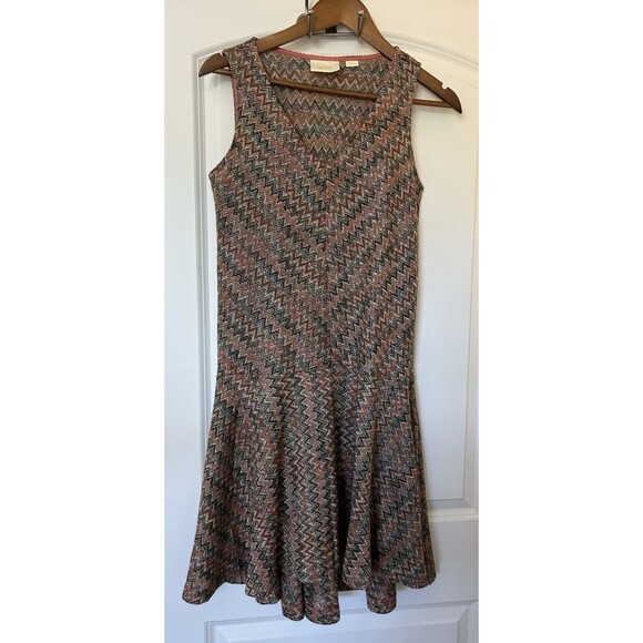 Anthropologie Maeve Womens Dress Extra Small Oversized Chevron Knit Flowy Fall - Picture 3 of 11